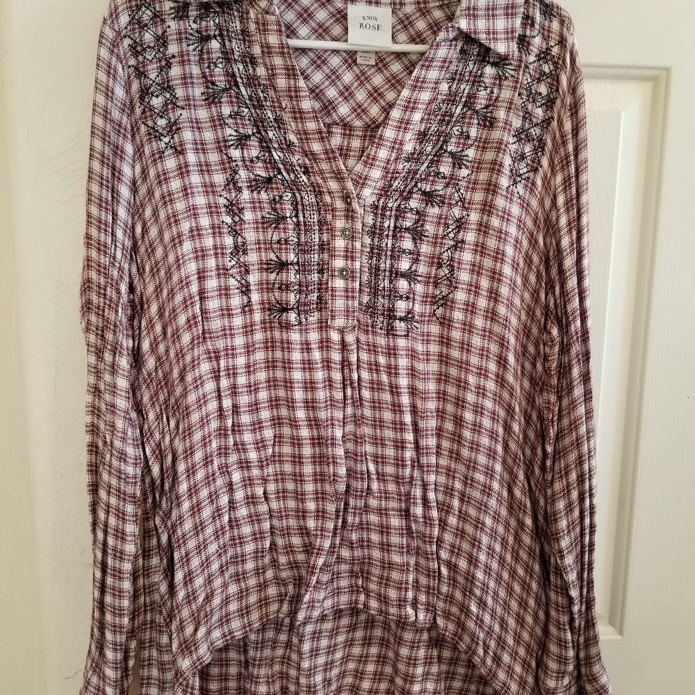 Red plaid swing pullover